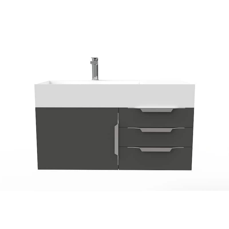 Amazon 36" Wall Mounted Bathroom Vanity Set w/ White Top
