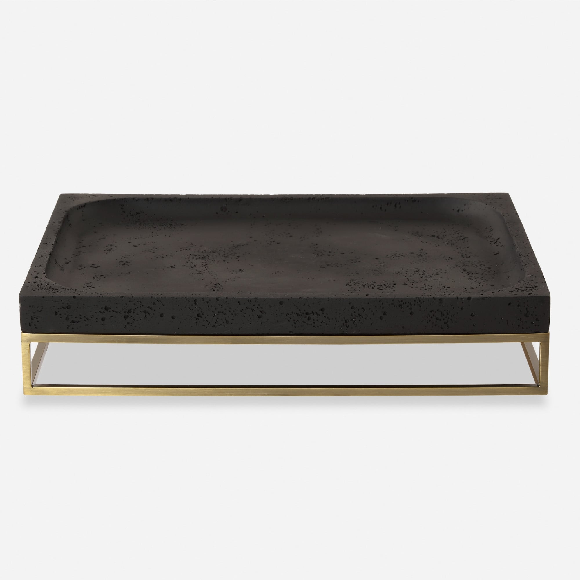 Uttermost 18161 Shadowstone 18" Wide Stone, Metal Decorative Tray