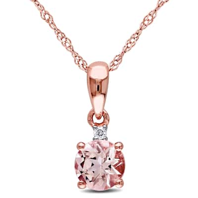 Miadora 10k Rose Gold Morganite and Diamond Accent Drop Necklace