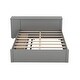 preview thumbnail 32 of 35, Full Size Platform Bed with Trundle and Drawers Wood Full Bed Frame with a Rolling Shelf Platform Bed with Desk - White