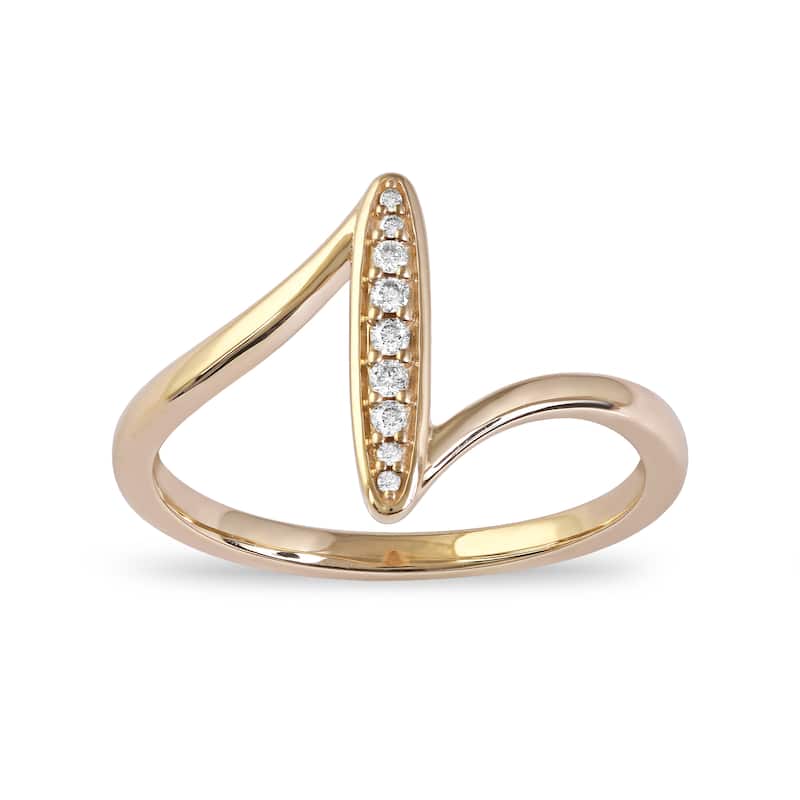 1/20ct TDW Diamond Bypass Fashion Ring in 10k Gold for Women - 7 - Yellow