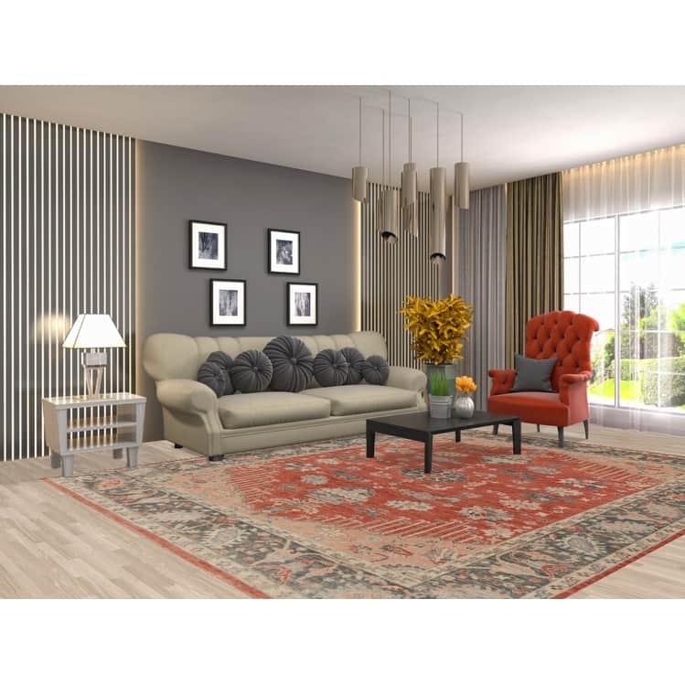Hand Knotted Oriental 100% Wool Carpet Transitional All-Over Oranges & Rust Oushak Area Rug - 10' 2'' X 8' 3''