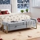 preview thumbnail 12 of 15, 66" Storage Bench King Size End of Bed with Double Lids and Gold Legs