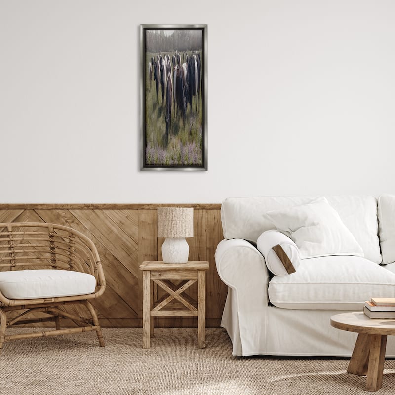 Stupell Black Cows Grazing in Pasture Framed Floater Canvas Wall Art Design By Robin-Lee Viera