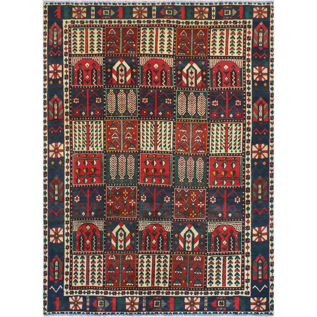 Fine Vintage Bakhtiari Majnoon Red/Navy Rug - 6'9" x 9'4"