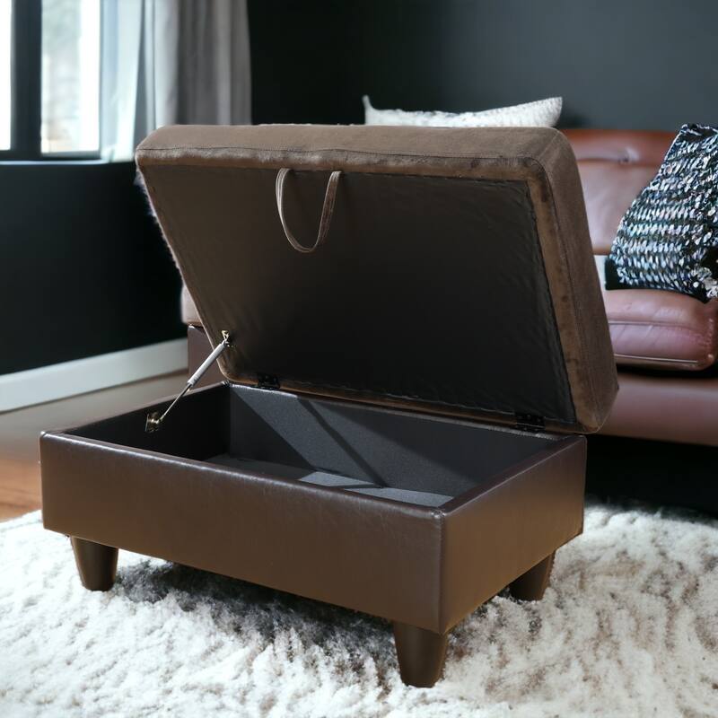 KISRAIS 34" Wide Upholstered Storage Ottoman