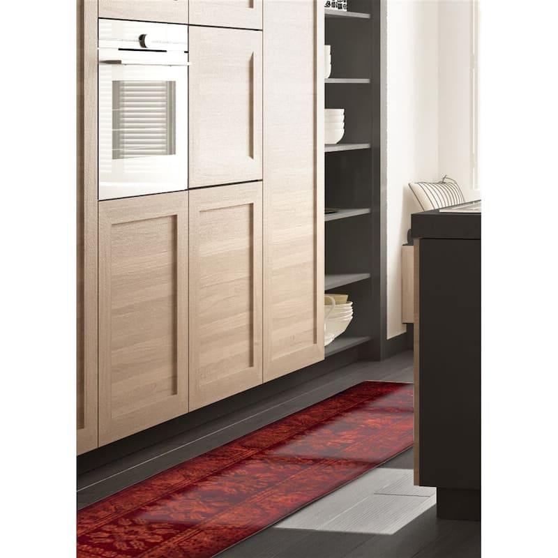 ECARPETGALLERY Hand-knotted Color Transition Red Wool Rug - 2'7 x 8'11