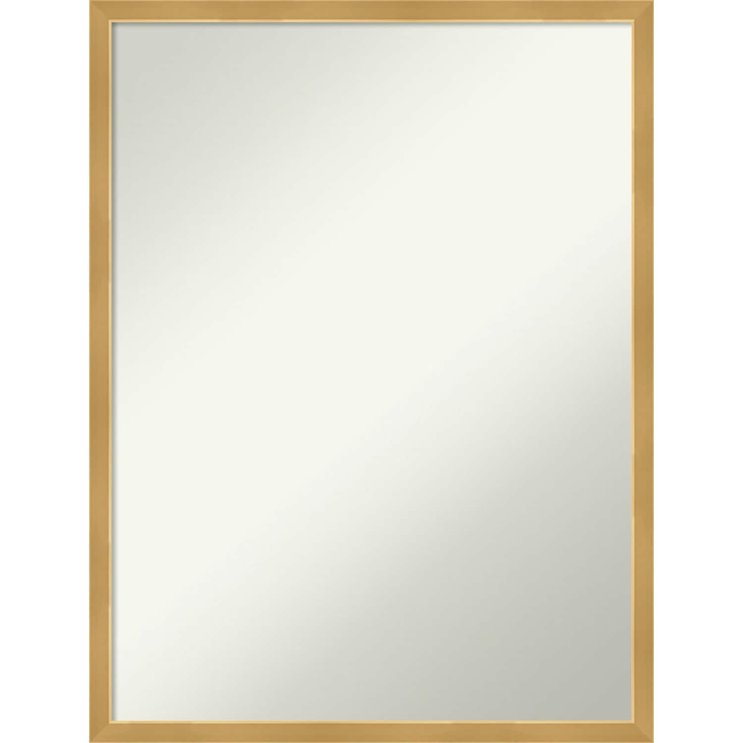 Non-Beveled Wood Bathroom Wall Mirror - Svelte Polished Gold Frame