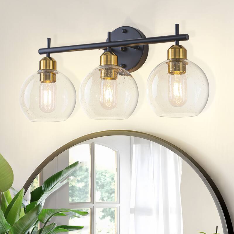 Starsky Modern 3-Light Dimmable Vanity Light with Seeded Glass Globes