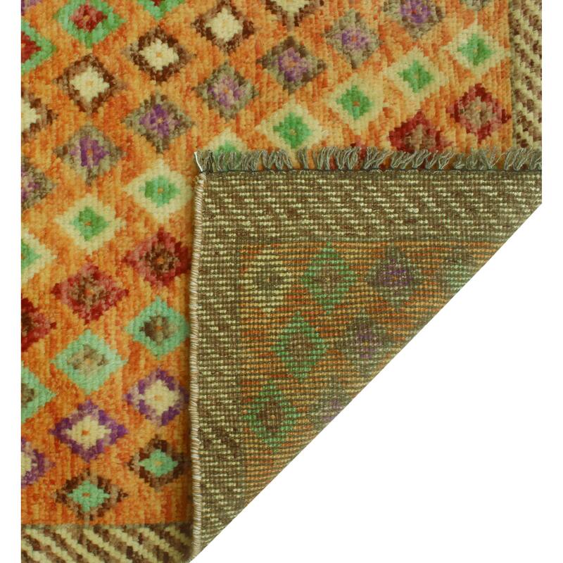 Balochi Ranako Orange/Purple Rug - 3'2" x 4'11"