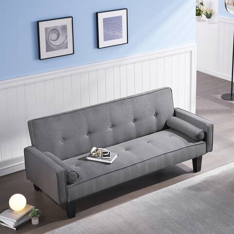 Tufted Sofa Bed with Adjsutable Back, Loveseat with 2 Pillows, 2-Seat Couch - 72" x 31"