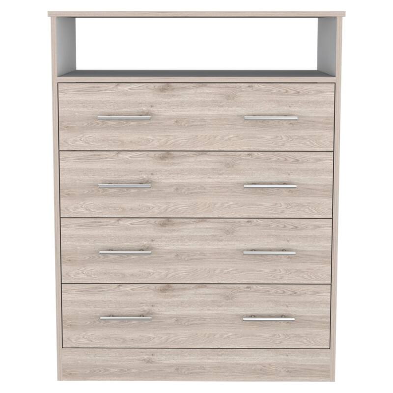 Four Drawer Dresser for Living Room ,Apartment, Bedroom, Light Gray / White - Multicolor