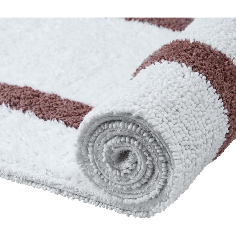 Better Trends Hotel Collection in Race Track 100% Cotton Super Absorbent Reversible Double Sided Machine Washable Bath Mat Rug