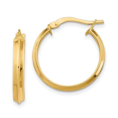 Curata 14k Yellow Gold Polished 18x3mm Knife-edged Hoop Earrings -