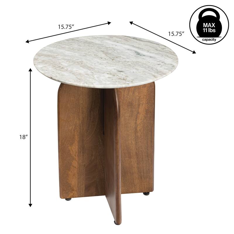 Naomi 18" Marble/Wood X-Base Accent Table - 15.75L x 15.75W x 18H
