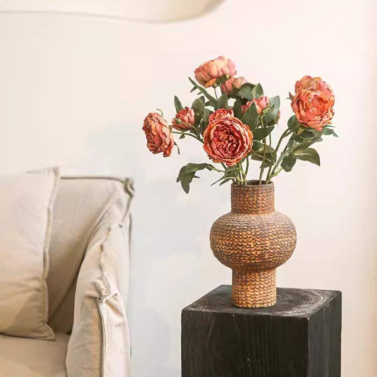 RusticReach Artificial Sophia 2-Head Peony Stem 20.8" Tall