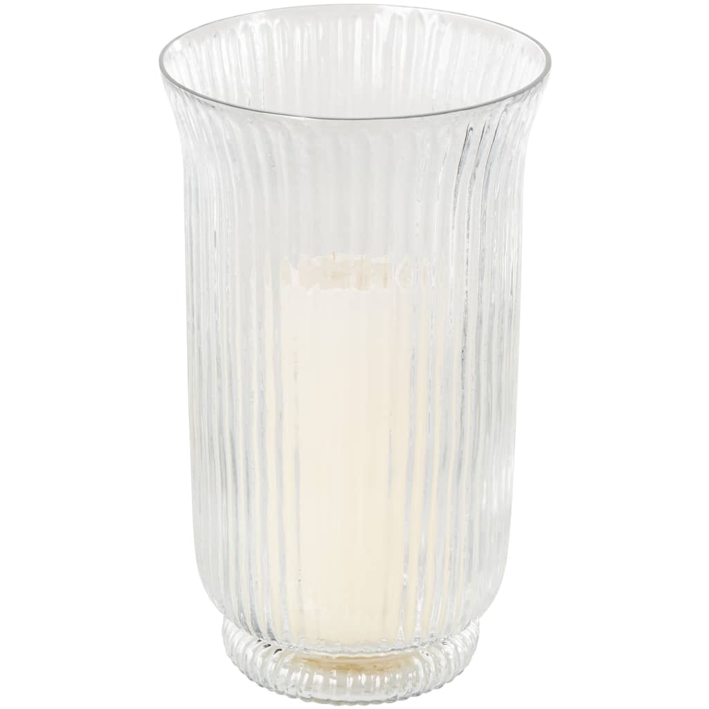 Glass Ribbed Fluted Candle Holder - Clear - Roche River Decor - 6"W x 6"L x 11"H