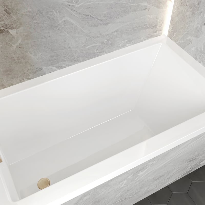 Voltaire 54 in x 30 in Acrylic Glossy White, Alcove, Integral Bathtub