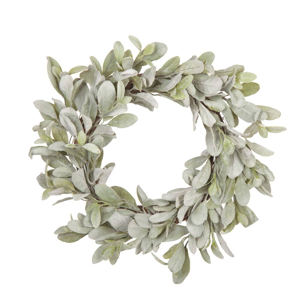 Transpac Fabric/Canvas 22" White Spring Lambs Ear Wreath