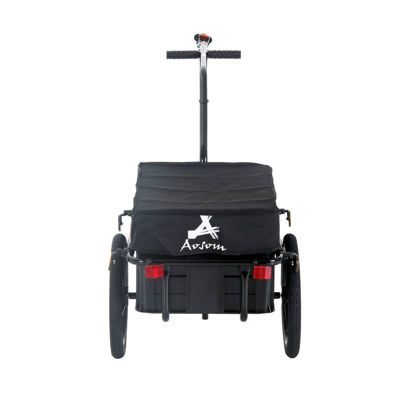Aosom Bicycle Cargo Trailer with Removable Box and Waterproof Cover, Bike Wagon Trailer with Two 16in Wheels