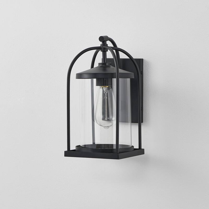 KAWOTI 12.63" 1-Light Outdoor Cage Wall Sconce Black