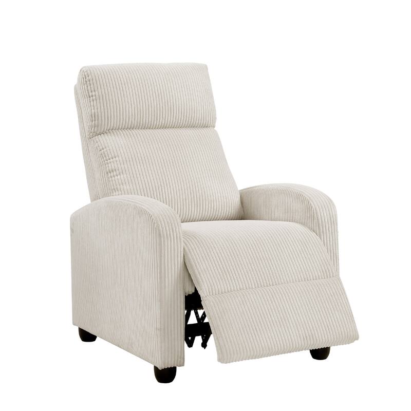 Pary Manual Push Back Reclining Chair with Beige Ribbed Corduroy