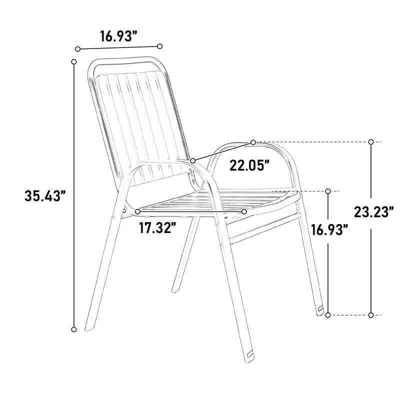 5-Piece Outdoor Casual Dining Table Set with 4 Plastic Chairs Patio Square Coffee Table Poolside Picnic Beer Table