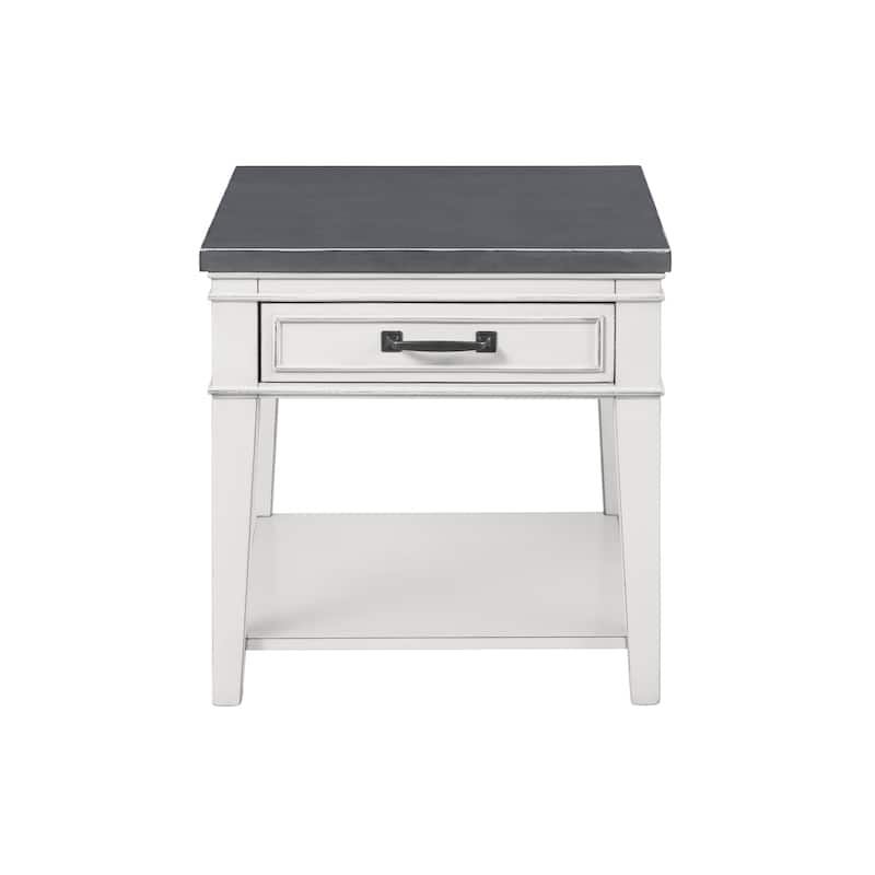Del Mar 24" White and Grey 1-Drawer End Table