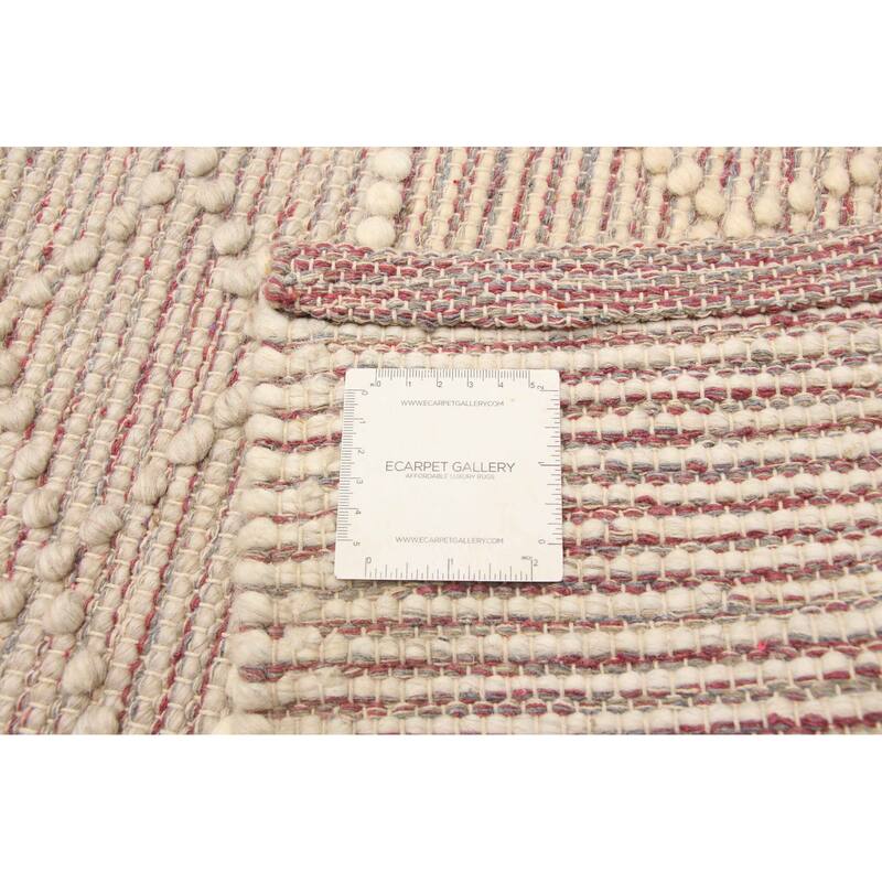 ECARPETGALLERY Braid weave Sienna Cream, Pink Wool Rug - 5'0 x 7'10