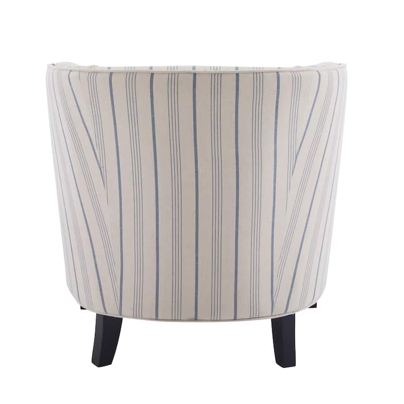 Upholstered Accent Chair, Mid-Century Modern Striped Chair with Wooden Legs, Comfy Lounge Armchair for Living Room