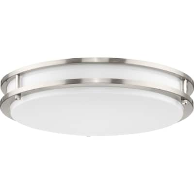 Abide Collection 5-CCT Integrated LED Brushed Nickel Contemporary 14" Medium Flush Mount Light - 14 in x 14 in x 2.83 in