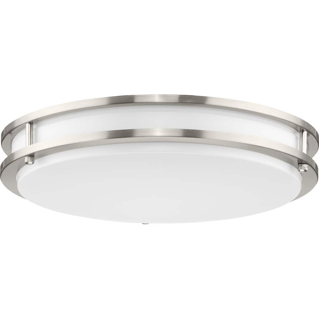 Abide Collection 5-CCT Integrated LED Brushed Nickel Contemporary 14" Medium Flush Mount Light - 14 in x 14 in x 2.83 in