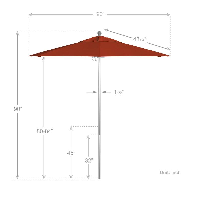 California Umbrella 7.5' Rd. Aluminum Frame, Fiberglass Rib Market Umbrella, Push Open,Anodized Silver Finish, Pacifica Fabric