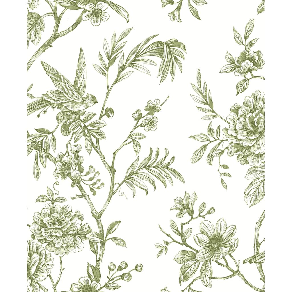A-Street Prints Jessamine Green Floral Trail Wallpaper