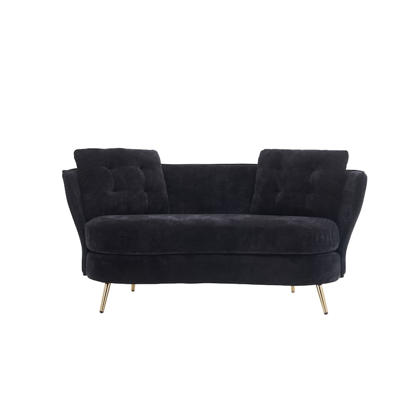 Upholstered Loveseat Sofa Chair with Golden Metal Legs