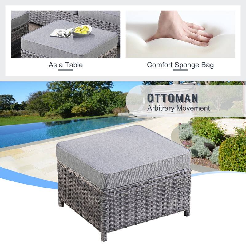 OVIOS 7-piece Wicker Sectional Sofa Swivel Rocking Chair Set