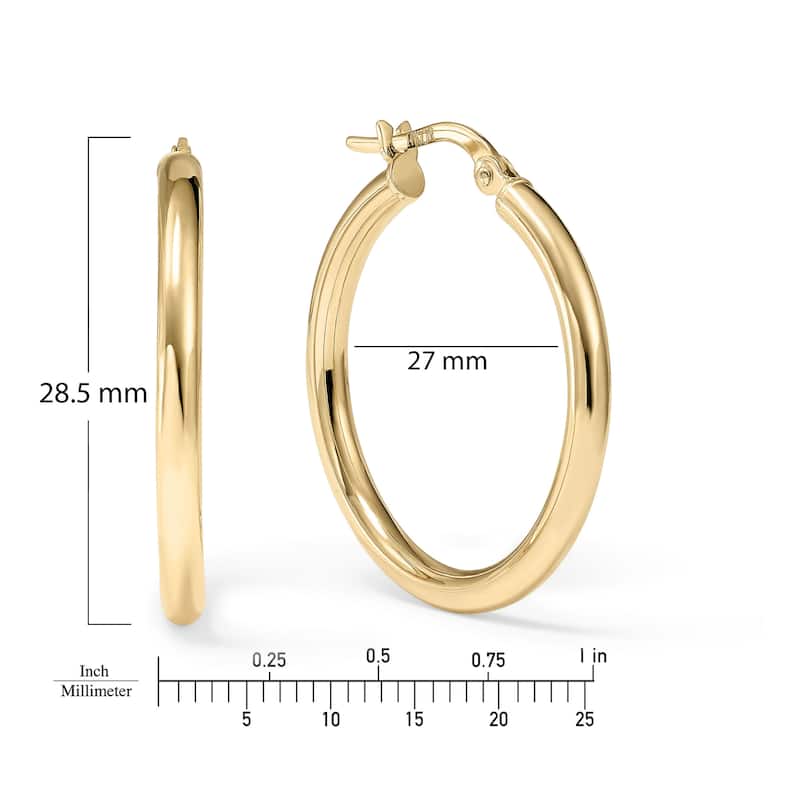 Clover 14k Yellow Gold High-Polish Round Hoop Earrings 2.5mm