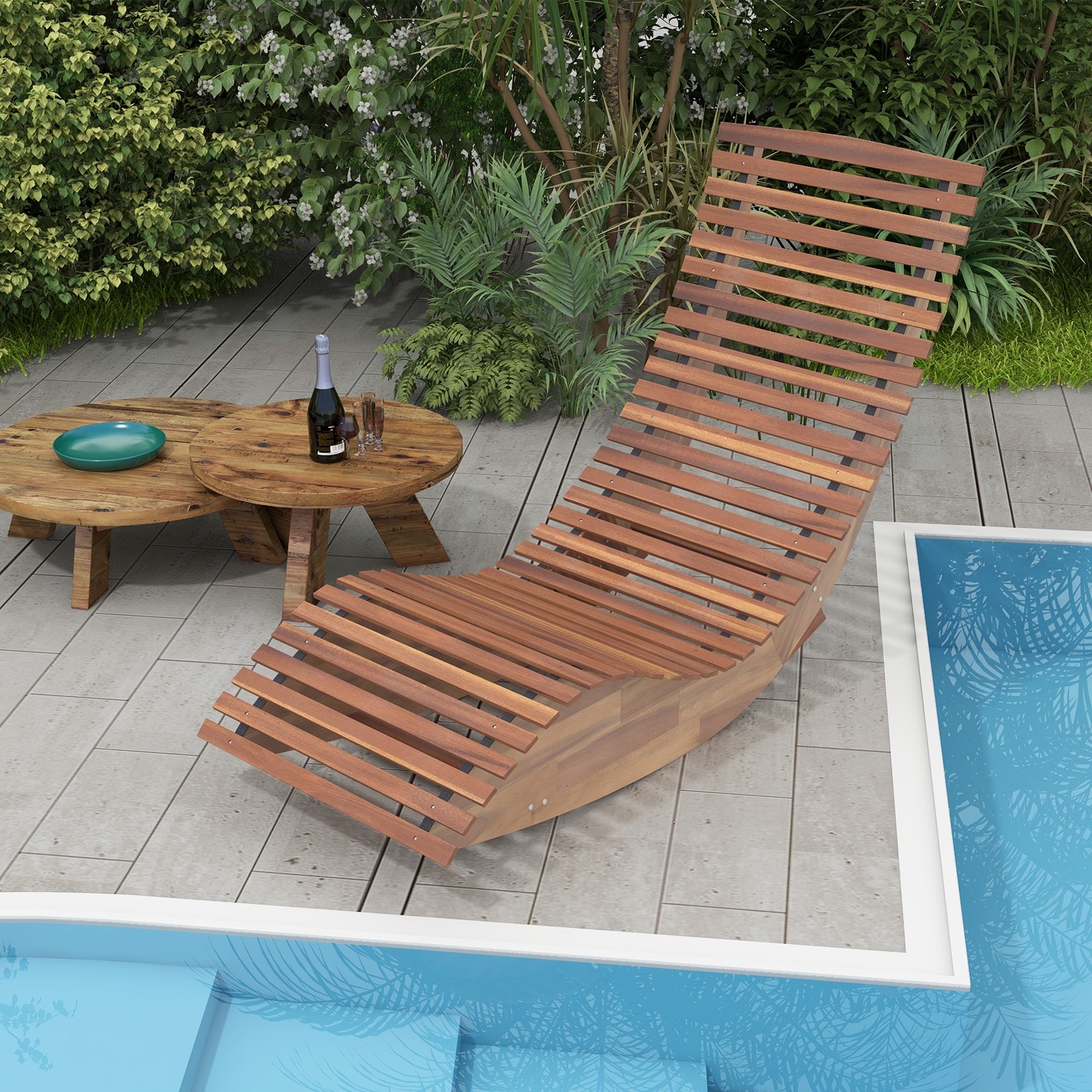 Rocking sun lounger acacia wood clearance