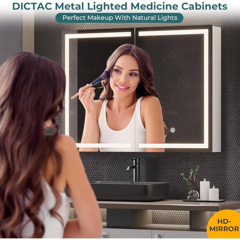 Lighted Medicine Cabinet Bathroom Wall Mounted Storage Doors