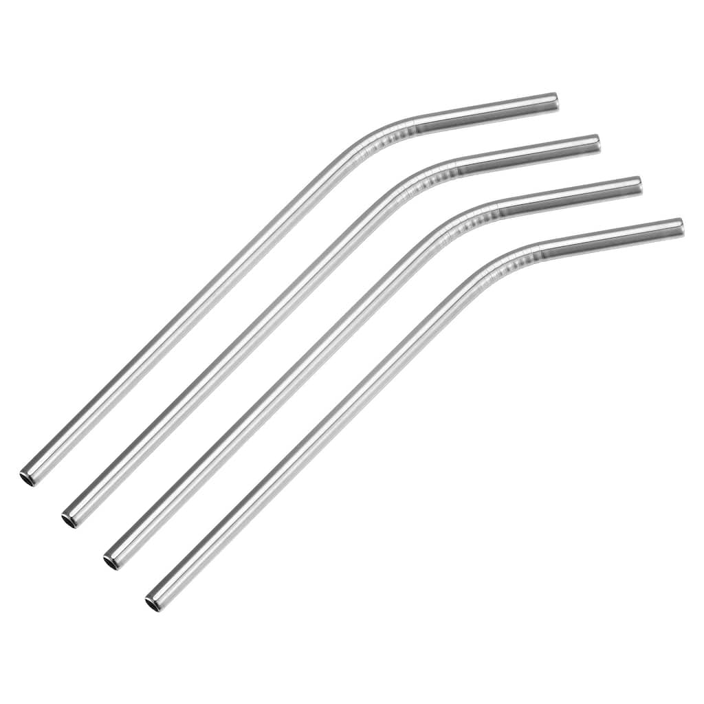 Reusable Metal Straws 4Pcs, Stainless Steel Bent Straw 9.5" Long