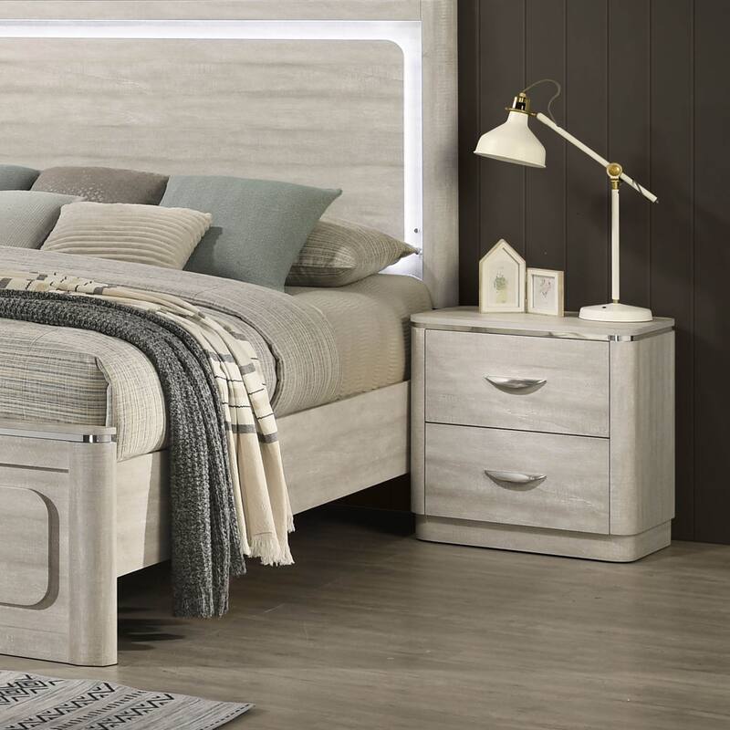 Furniture of America Krale Modern Grey Wood 2-Drawer Nightstand