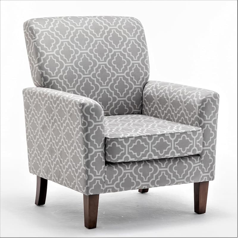 Contemporary Accent Arm Chair with Birch Wood Frame and Microfiber Upholstery - Grey