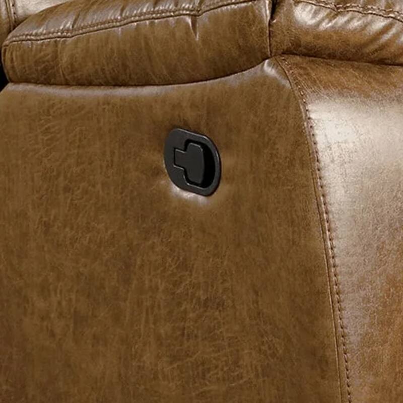 Kius Manual Recliner Chair, Brown Faux Leather, Pillow Top Arms