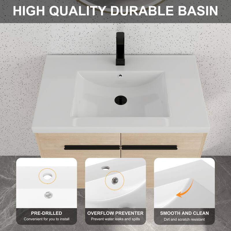 Bathroom Vanity With Sink In 16/20/24/30/36 Inch, Floating Bathroom Vanity With Soft Close Door