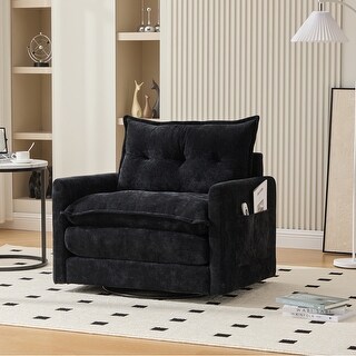 GALDWIN Chenille Upholstered 360°Degree Swivel Mid Century Modern Arm Chair for Living Room