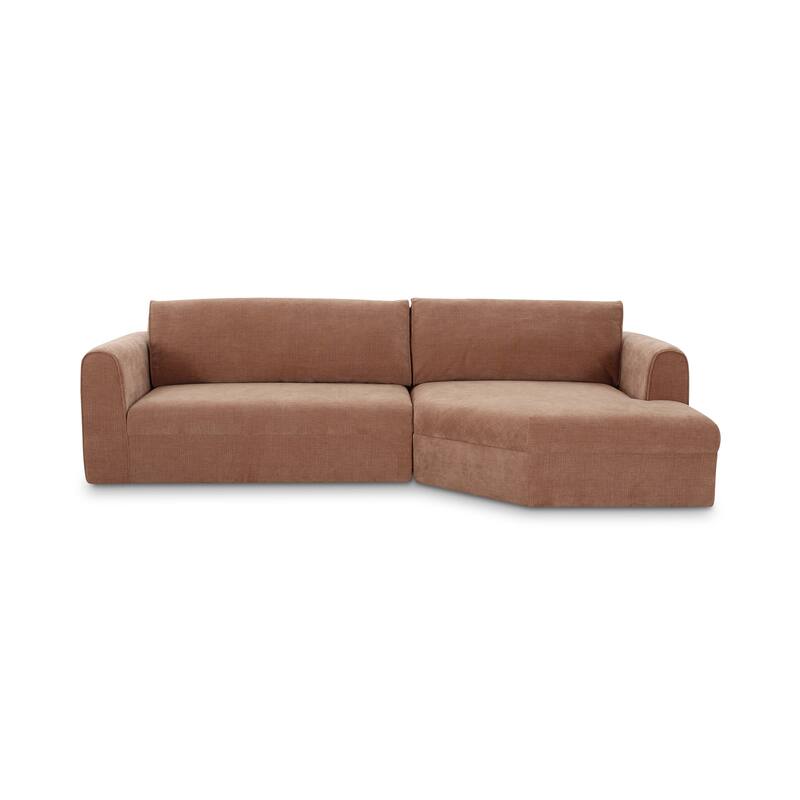 NADAAL STUDIOS Talorin Left-Facing Sectional Sofa, Wide Chaise Seating, Seats 4, Heritage Pink Chenille Fabric - Heritage Pink - Right Facing