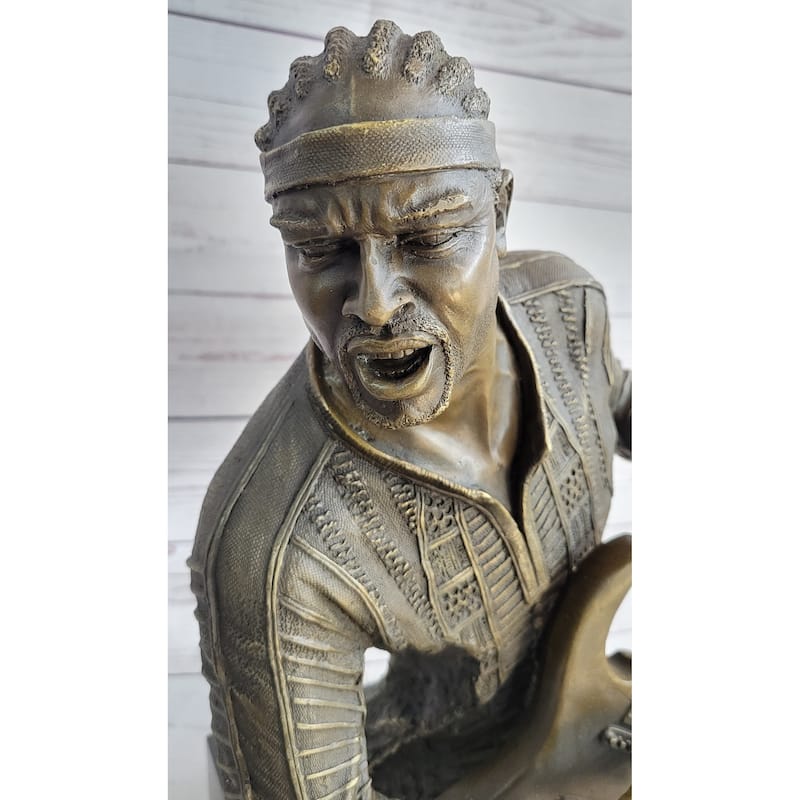 Jimi Hendrix Guitarist Musician Bronze Statue Sculpture Figure 18 Inches X 17 Inches