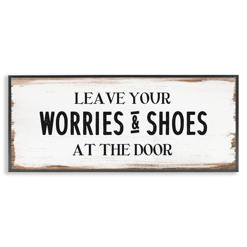 Stupell Leave Worries and Shoes At Door Farmhouse Phrase Framed Wall Art