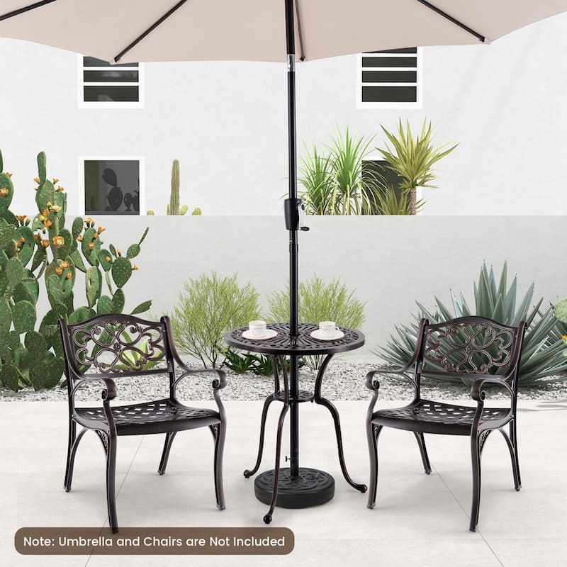 Costway 24" Round Cast Aluminum Table Patio Dining Bistro Table with 2 - See Details