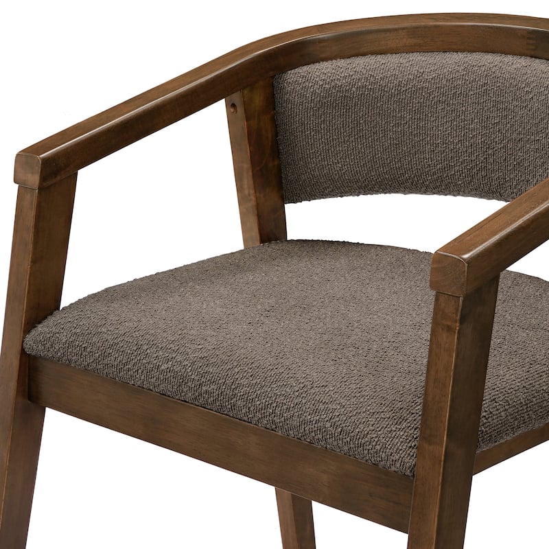 Christopher Knight Home - Noren Mid-Century Boucle Upholstered U-Shaped Dining Chair with Armrest - Set of 2